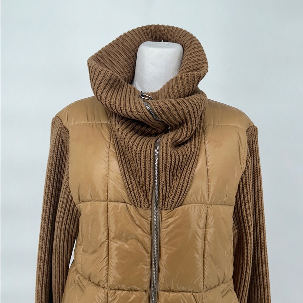 Varley  Mayten Knit Brown Puffer Jacket with Ribbed Sleeves Size Small, - Picture 9 of 15